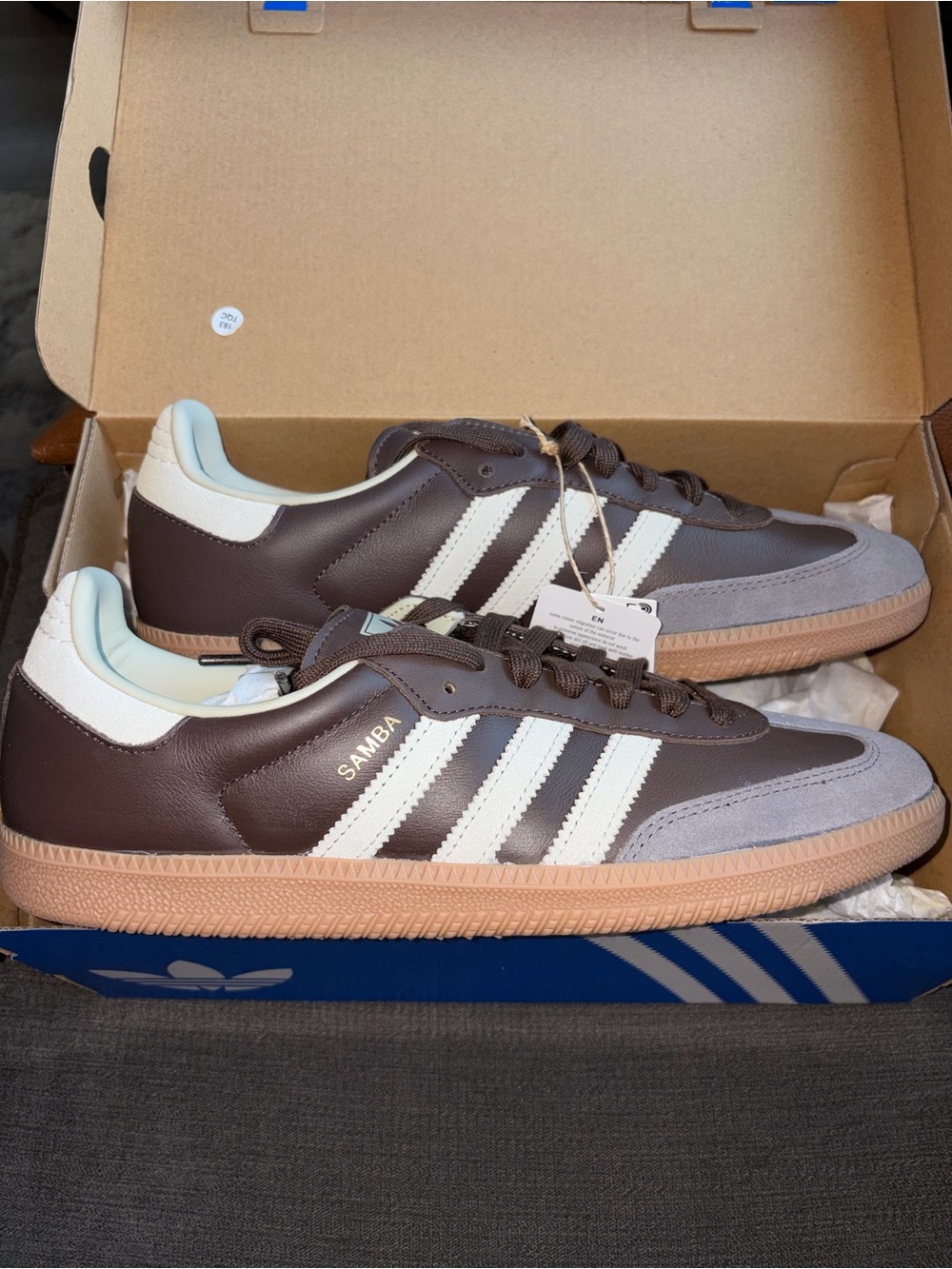 adidas Samba OG Brown Putty Grey Gold Metallic Sneakers Men’s 10 NWT